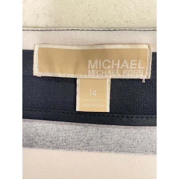 Michael Kors Navy White and Melon Striped Pencil Skirt 14 - Picture 5 of 5